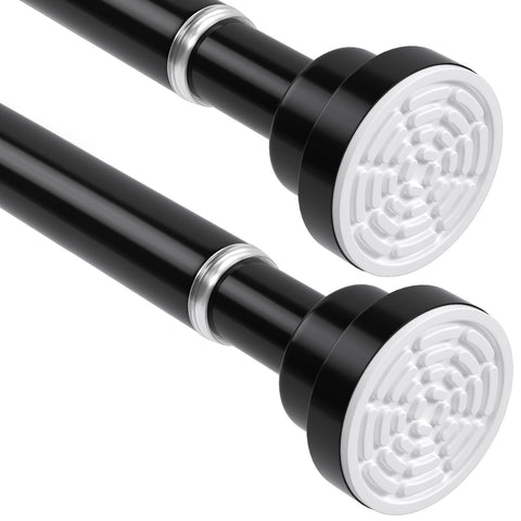 2PCS WEIXINHAI Shower Curtain Pole,Extendable Curtain Poles 79-195 Cm,Shower Poles Extendable No Drill,Shower Curtain Rail Non-Slip,Black Shower Pole