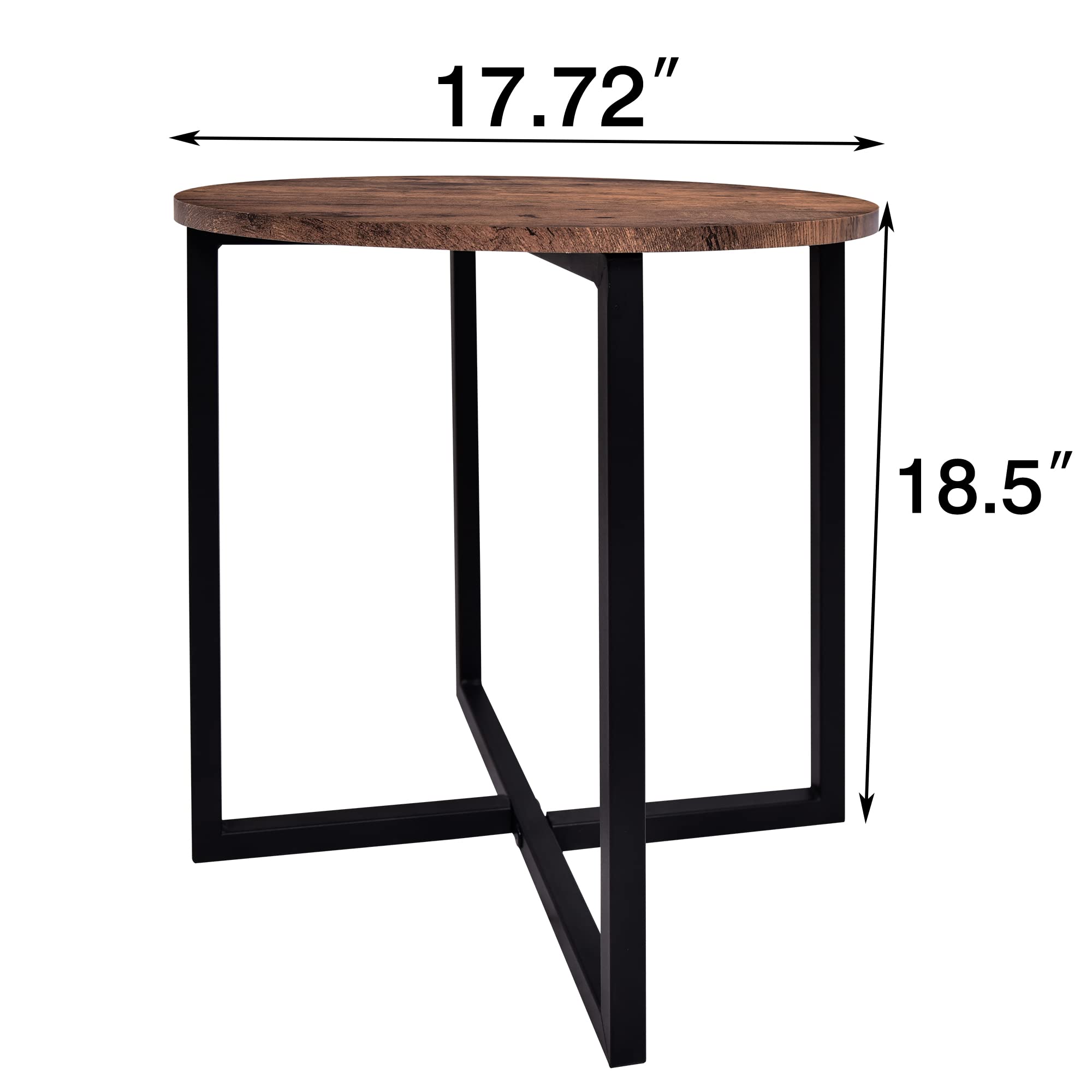 HOMERECOMMEND Round Side Table, End Table, Sofa Side Table,Coffee Table Rustic Nightstand Industrial Versatile End Table for Living Room,Brown