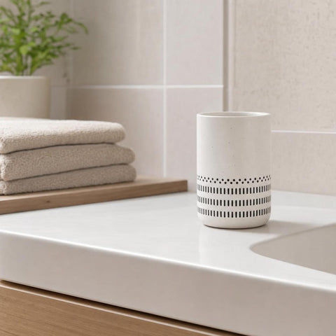 Kleine Wolke Alva toothbrush holder, accessories, colour: black and white, material: stoneware