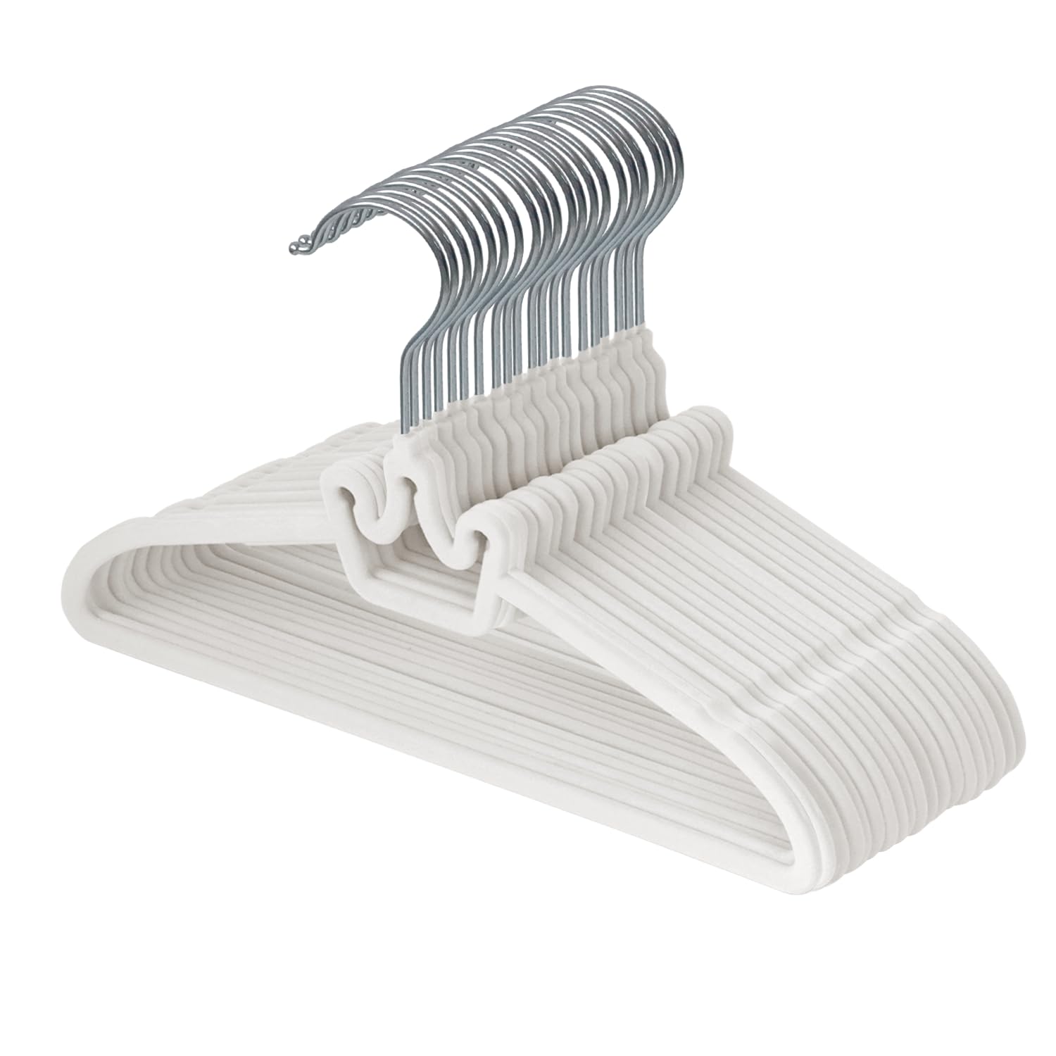 ManGotree 12.6" Kids Velvet Hangers Non-Slip Baby Hangers 20 Pack White