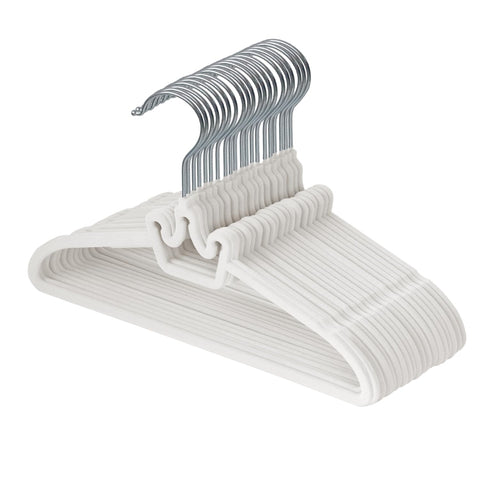 ManGotree 12.6" Kids Velvet Hangers Non-Slip Baby Hangers 20 Pack White