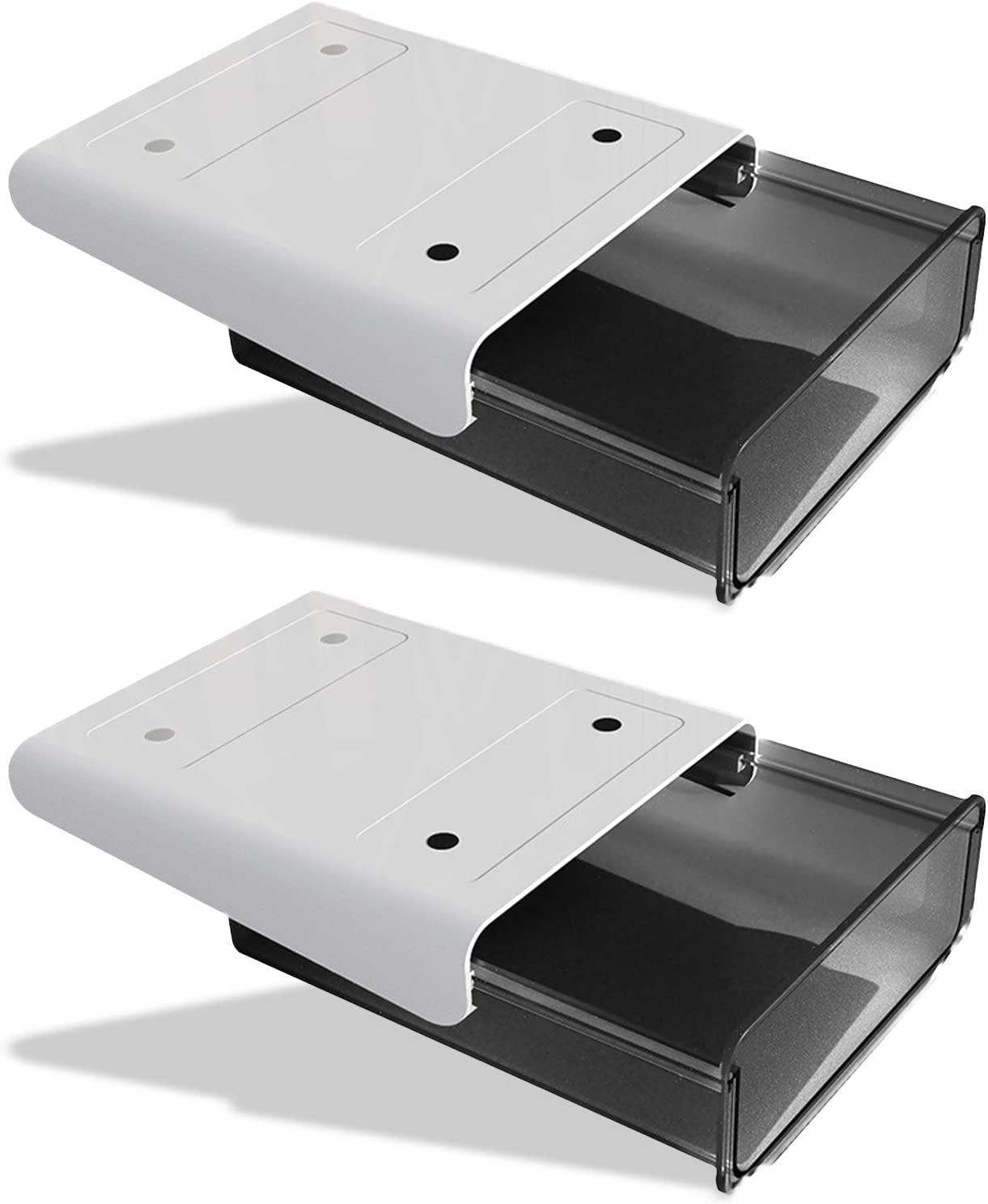 Under Desk Drawer Organizer,2 Pack Self-Adhesive Attachable Under Desk Storage Drawer, Hidden Desk Drawer Slide-out