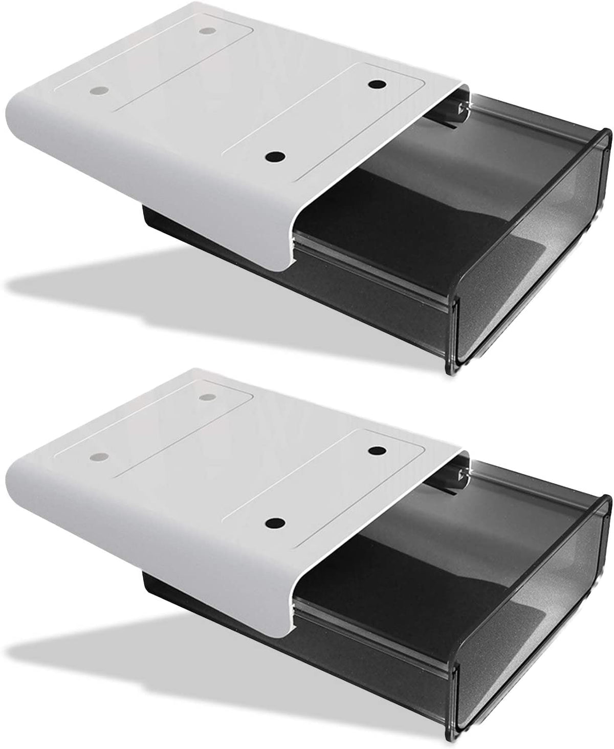 Under Desk Drawer Organizer,2 Pack Self-Adhesive Attachable Under Desk Storage Drawer, Hidden Desk Drawer Slide-out
