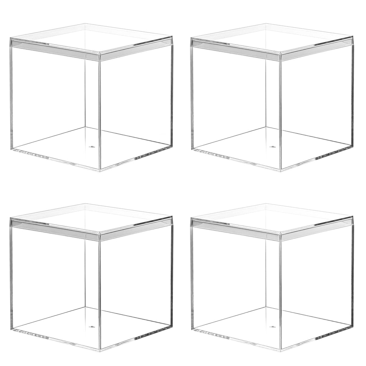 Kamehame Clear Acrylic Display Box with Lid Small Boxes 4 Pcs 10x10x10cm