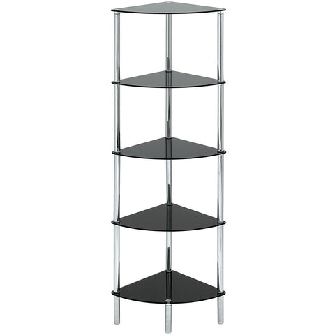 ASPECT Polo 5 Tier Corner Display Glass Unit-Black, Chrome, S