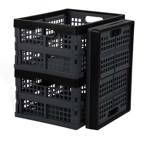 Leendines 3 Packs 15 Liter Folding Storage Crate, Collapsible Plastic Basket