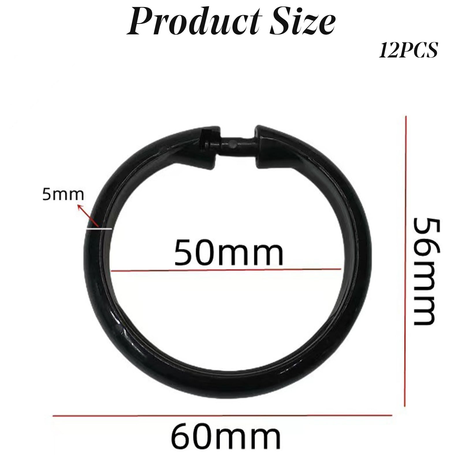 FYHJNC 12 Pack White Plastic Shower Curtain Rings, Easy Snap Closure O-Shaped Curtain Hooks
