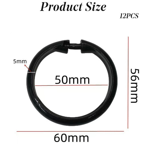FYHJNC 12 Pack White Plastic Shower Curtain Rings, Easy Snap Closure O-Shaped Curtain Hooks