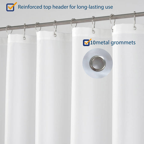 N&Y HOME Extra Long Fabric Shower Curtain, Size 54 x 80 Inch, Hotel Quality, Washable, White Bathroom Curtain with Grommets, 54 x 80 Inches