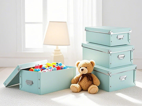 XUCHUN 3 Pack/Set Plastic Storage Box with Lid,Waterproof Collapsible Storage Bins for Shoes/Clothes/Office Teal Color