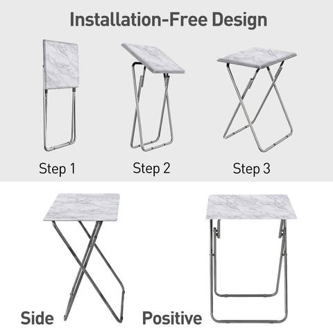 Small Folding Table, Folding Coffee Tables, Side Table 2 Set, TV Tray Table