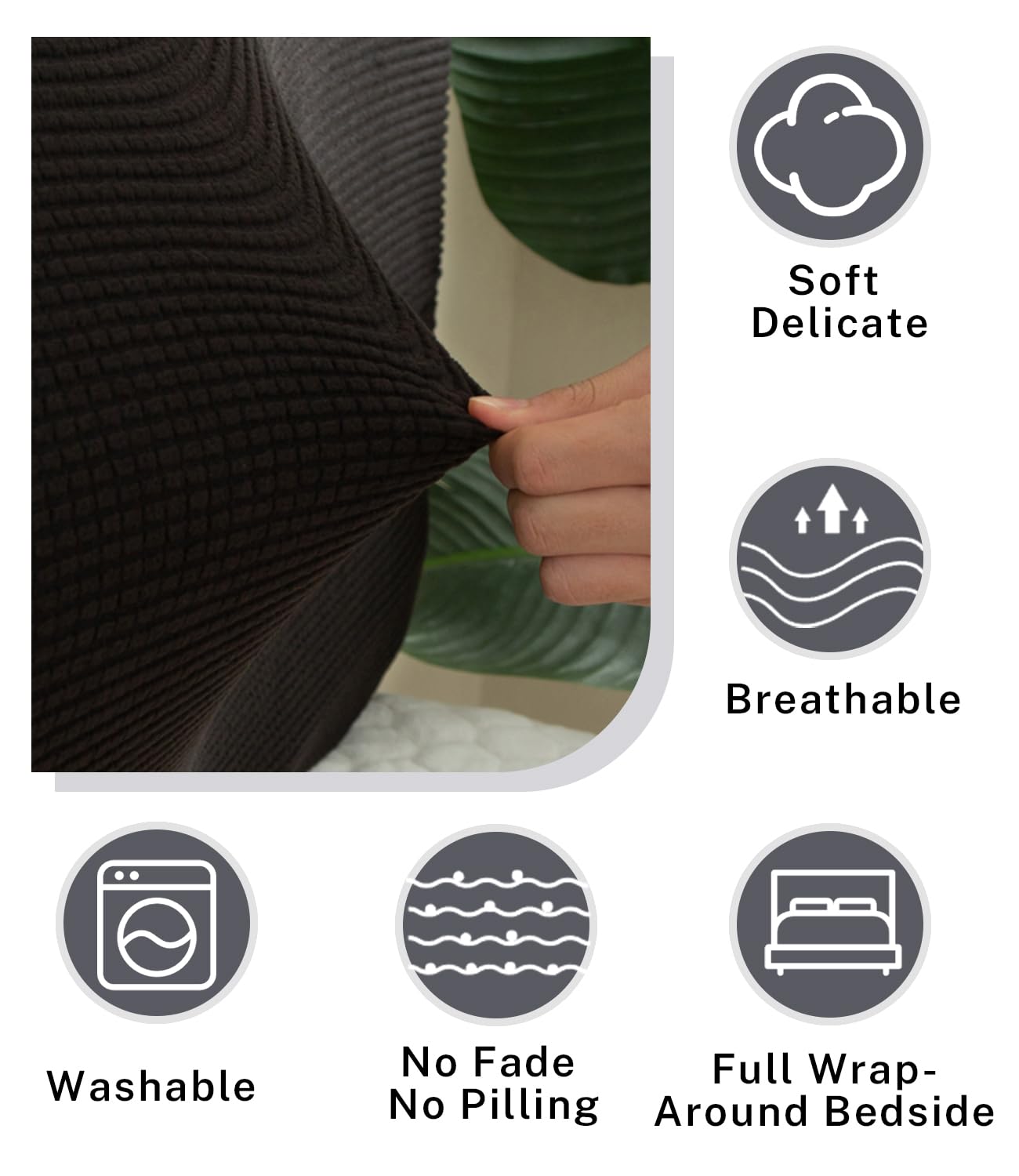 FANSU Headboard Cover for Single Double King Size Bed, Polar fleece Dustproof Headboard Wrap