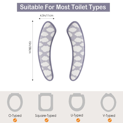 Thick and Warm Toilet Seat Cover – Washable, Reusable Cushion with TPR Adhesive & Cloud Pattern for Extra Comfort & Insulation (Blue)