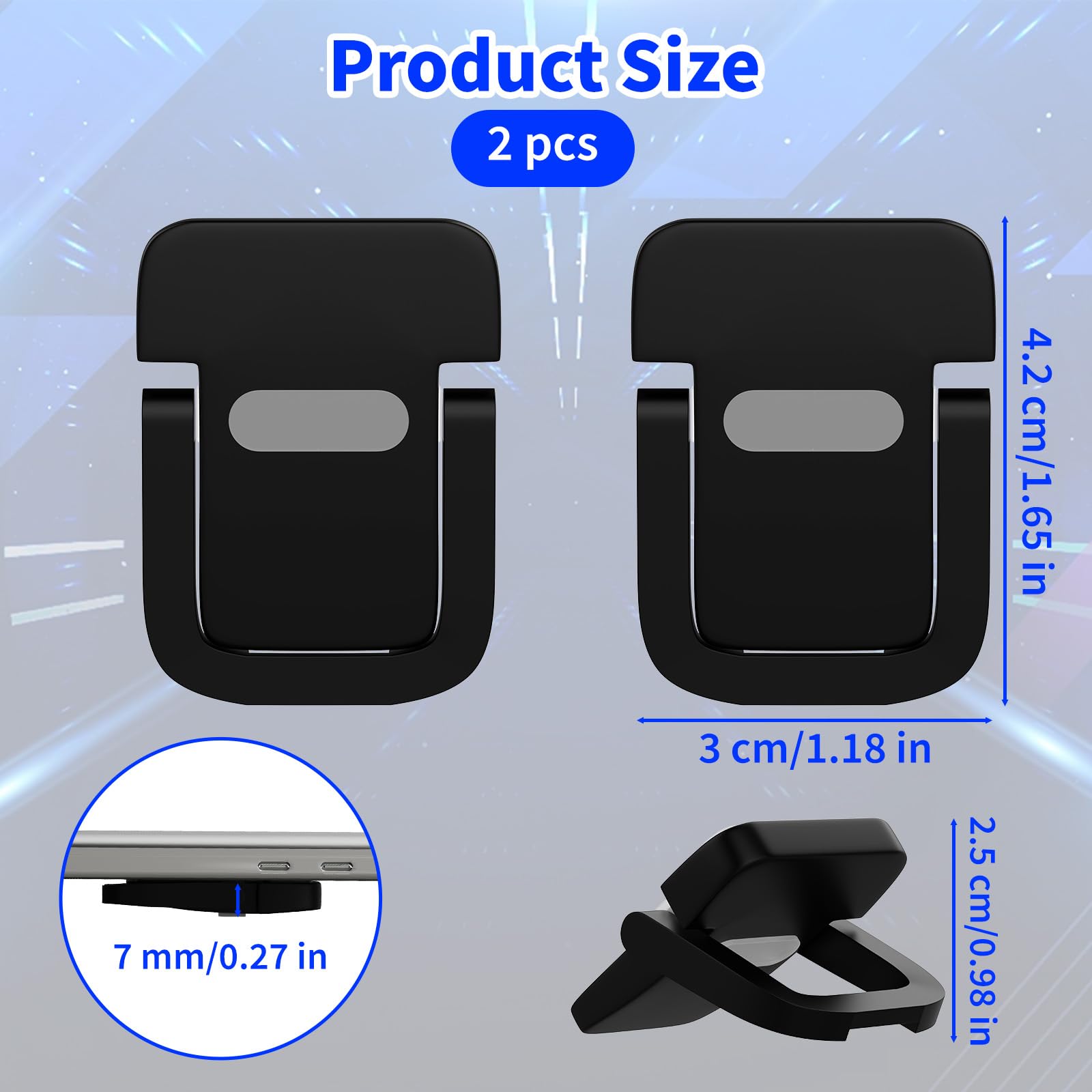 Notoke 2 Pcs Portable Keyboard Riser, Black Self Adhesive Invisible Laptop Stand, Mini Foldable Feet with Anti-slip Silicone
