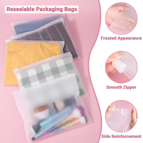 Svaldo Plastic Clothes Bags, 50Pcs 25 * 20cm Frosted Ziplock Bags, Waterproof and Moth Proof, Storage Bags for Travel, Home Storage, Selling Clothing