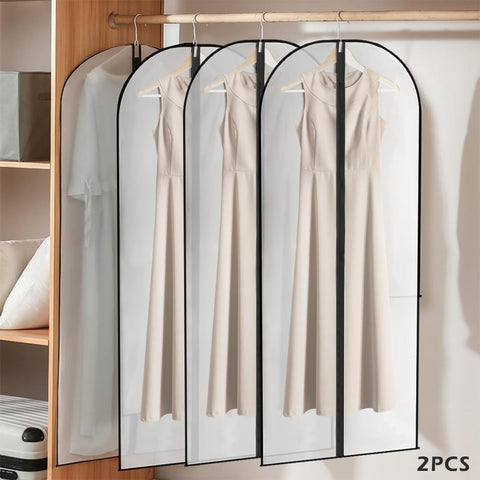 LianSinGo 2PCS Long Dress Bags Cover, 55x26 IN Garment Covers Translucent with Zipper, Waterproof Dustproof Garment Bags