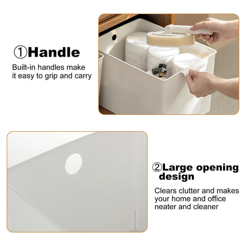 ASelected 4Pcs Plastic Storage Boxes With Handle White Box 26X19X15Cm Cupboard Storage Boxes Plastic Storage Basket Kitchen Cupboard Home And