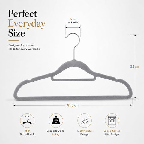 Housezy Coat Hangers, 20 Pack, Non-Slip Velvet Hangers for Clothes with Tie Bar & 360° Rotating Hook, Strong & Durable
