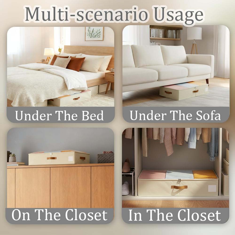 Under Bed Storage Boxes With Lids, PP Side Panels & Base Panel, 80*40*15cm