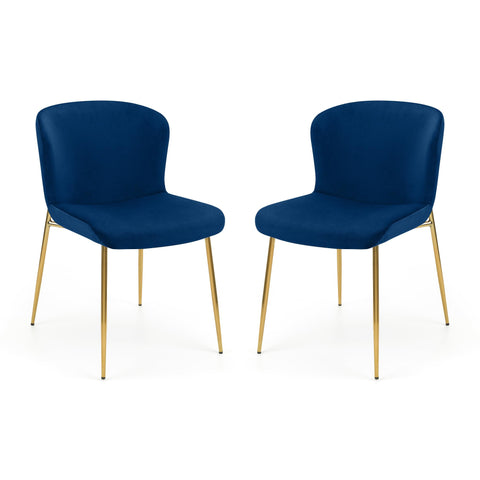 Julian Bowen Harper Dining Chairs, Set of 2, Blue - H82 x W49 x D60cm