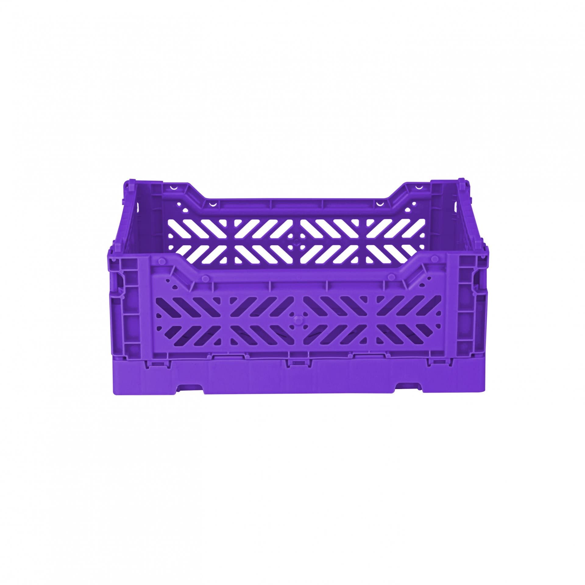 AYKASA Folding Crate, Sturdy Folding Box, Plastic, Stackable, Purple, Mini (27 x 17 x 11 cm)