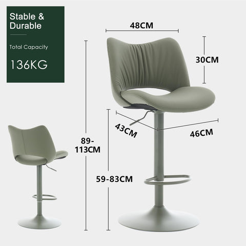YOUNUOKE Single Bar Stool, Swivel Counter Height Barstool, Bean Green