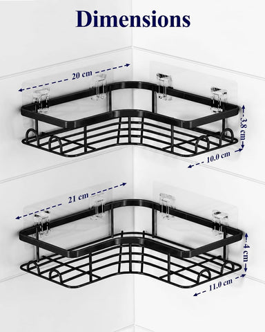 Kitsure Corner Shower Caddy, Rustproof Adhesive Shelf, Large, Black