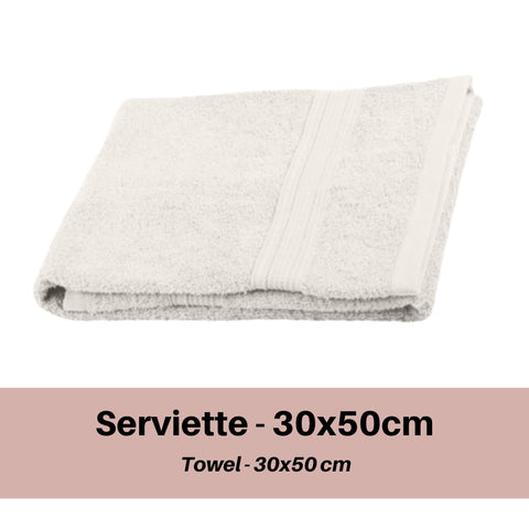 Stof - Bath Towel - Size 30 x 50 cm - 100% Organic Cotton - Ecru - Lagoon Model - Bath Linen - Wash at 40 cm