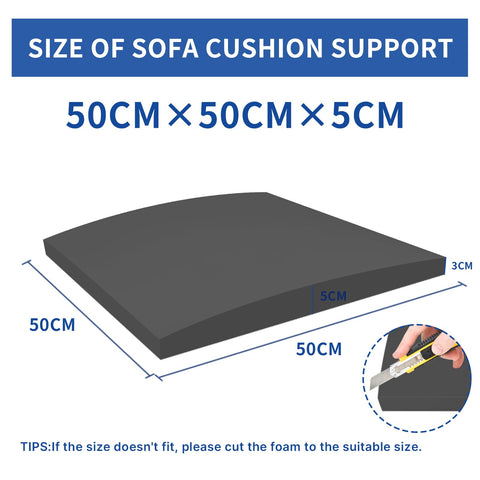 Lanswood Sofa Cushion Support for Sagging Seat 3Pack 50 x 50cm High-Density Sofa Support Cushions Foam Replacement Sofas Seat Cushions Under Cushion