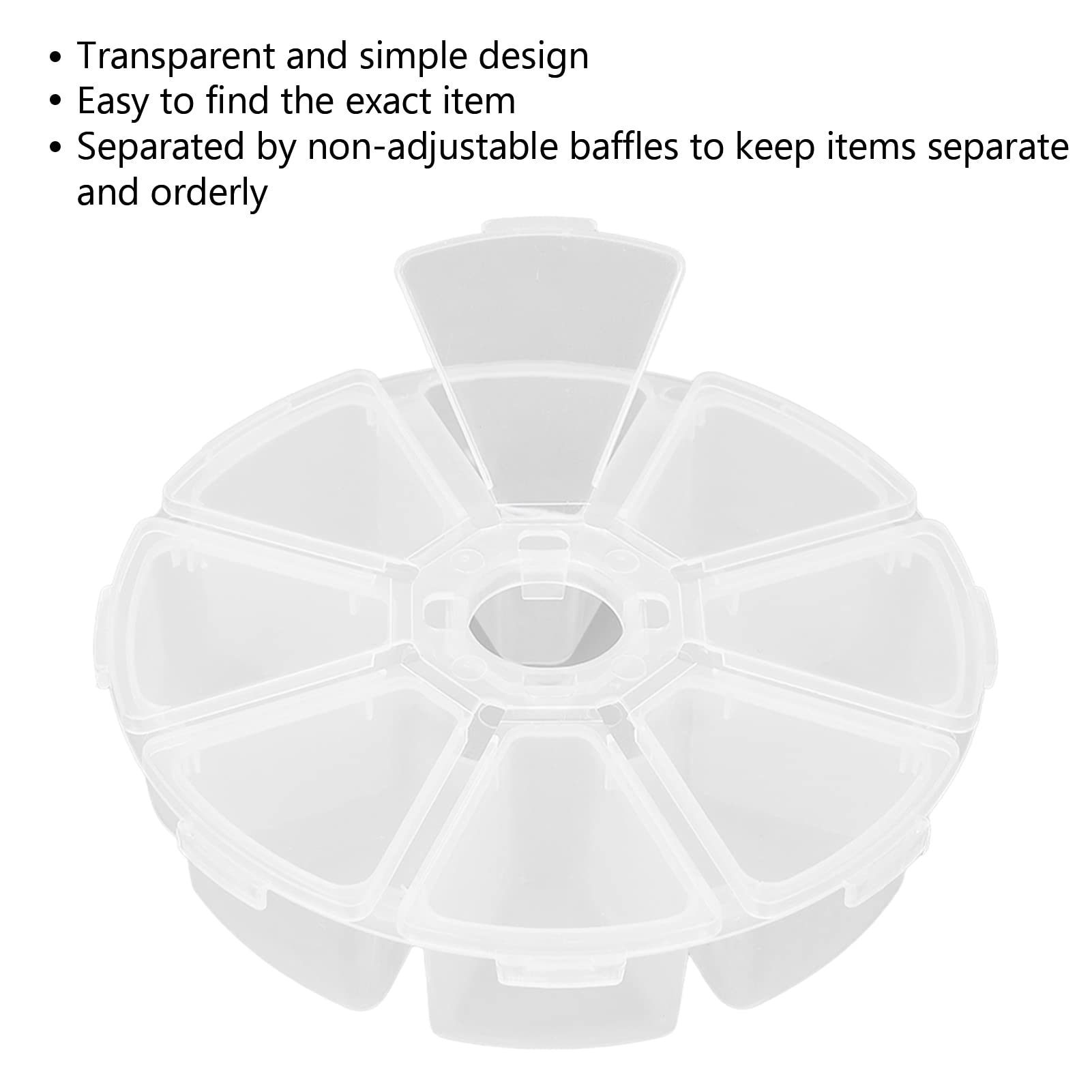 8 Grids Plastic Organizer Box Round Clear Storage Container Jewelry Box for Bead Nail Art Items Jewelry DIY Crafts Embroidery Thread Storage