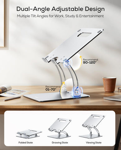 Nulaxy Ergonomic Adjustable Laptop Stand for Desk, Dual Foldable Design