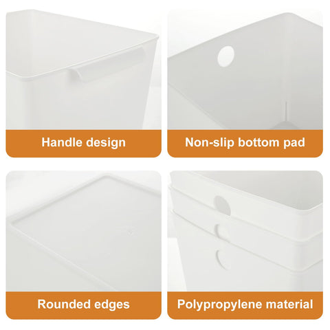 ASelected 4Pcs Plastic Storage Boxes With Handle White Box 26X19X15Cm Cupboard Storage Boxes Plastic Storage Basket Kitchen Cupboard Home And
