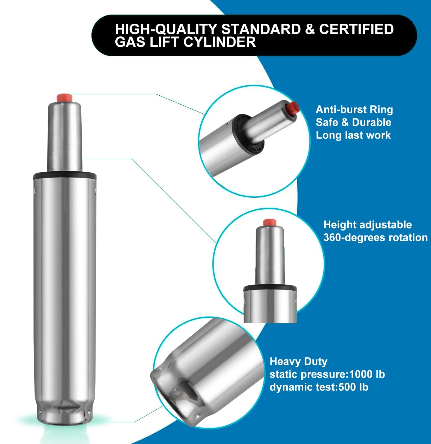 Gas Lift Cylinder for Office Chairs: Heavy Duty Gas Rod - Length 30-46cm