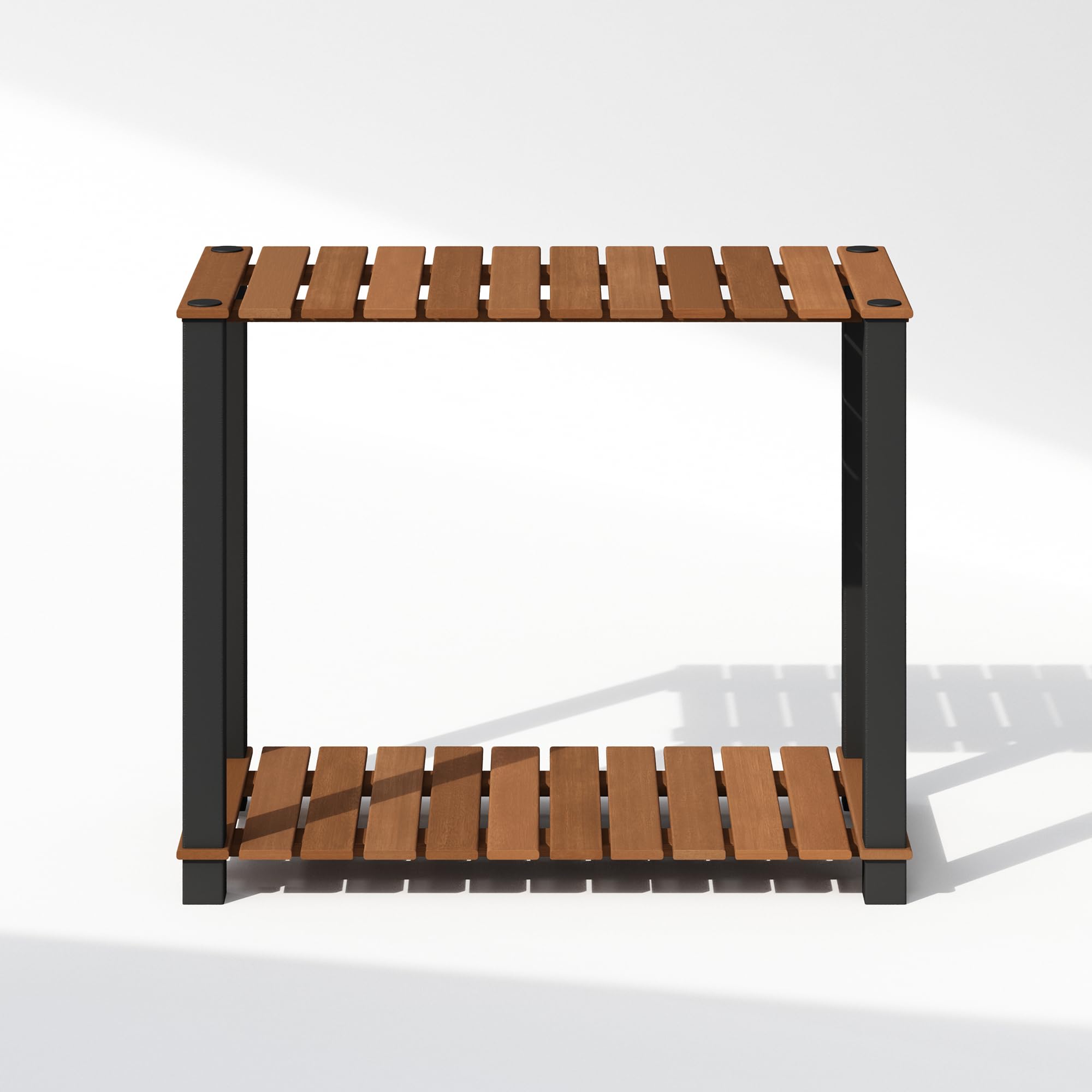 Furinno TURN-N-TUBE 4-Tier Display Rack, Storage Rack, Book Shelf, Open Shelves, with Wood Slat, Square Poles