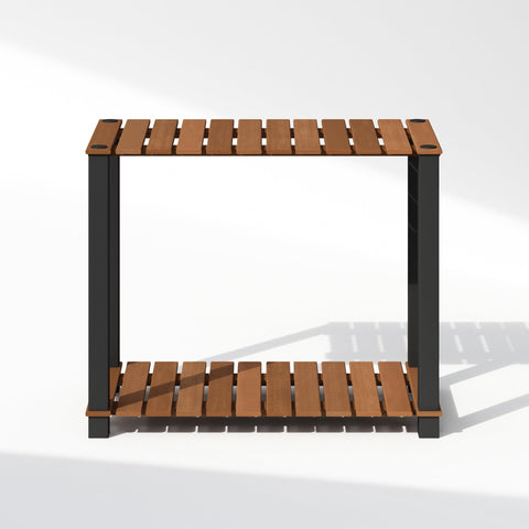 Furinno TURN-N-TUBE 4-Tier Display Rack, Storage Rack, Book Shelf, Open Shelves, with Wood Slat, Square Poles