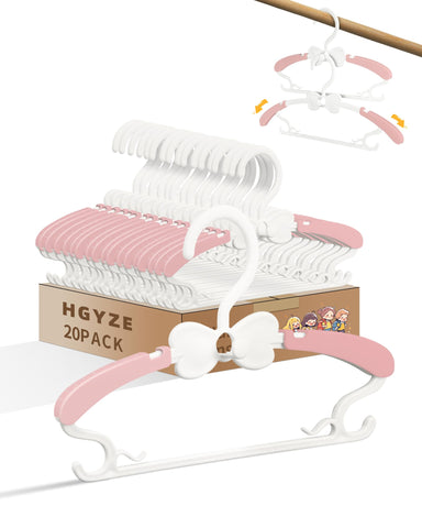 Baby Hangers 20 Pack, Adjustable Kids Hangers with Stackable Hooks Pink