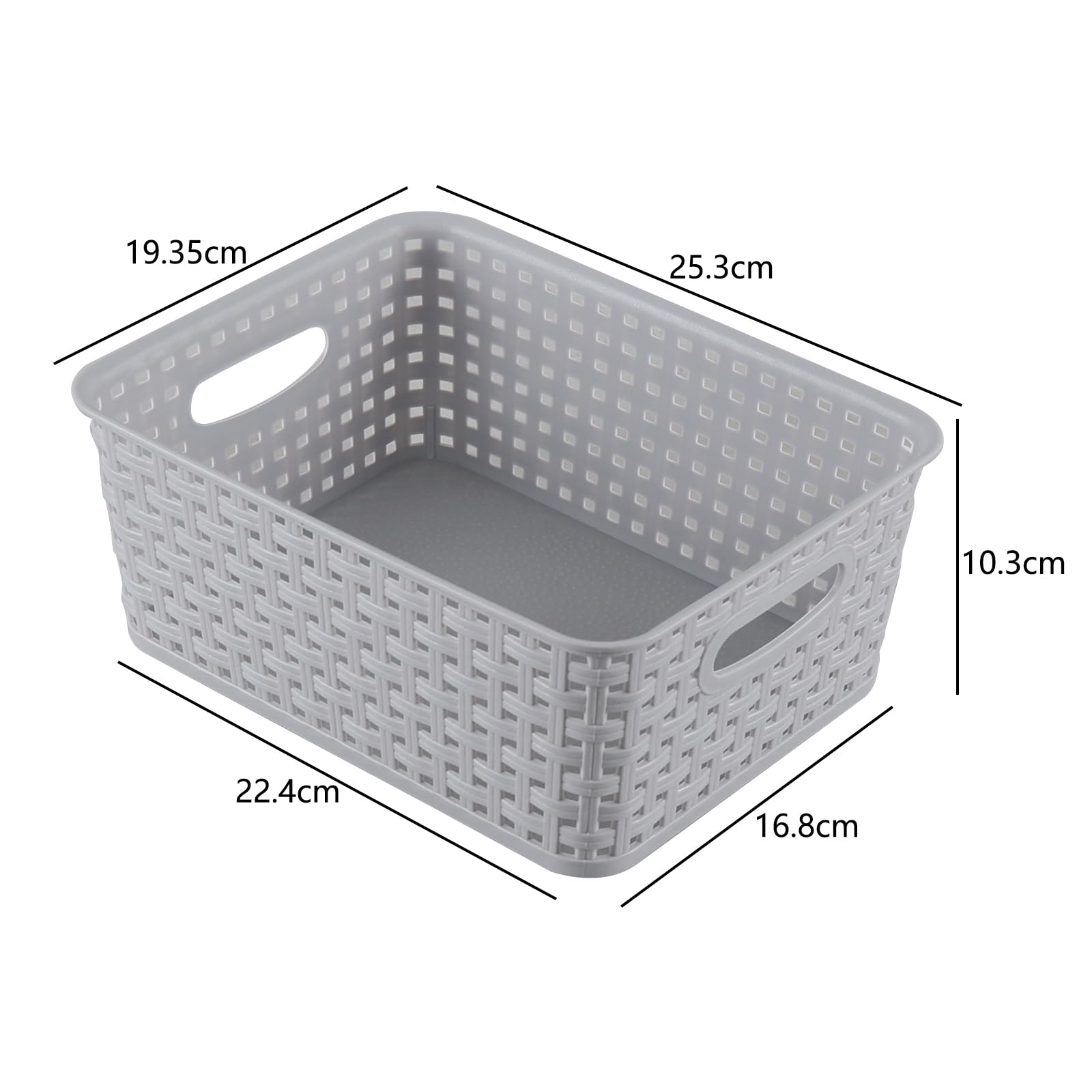 Jnktka 6 Pack Woven Storage Basket, Small Plastic Baskets for Shelves, Grey