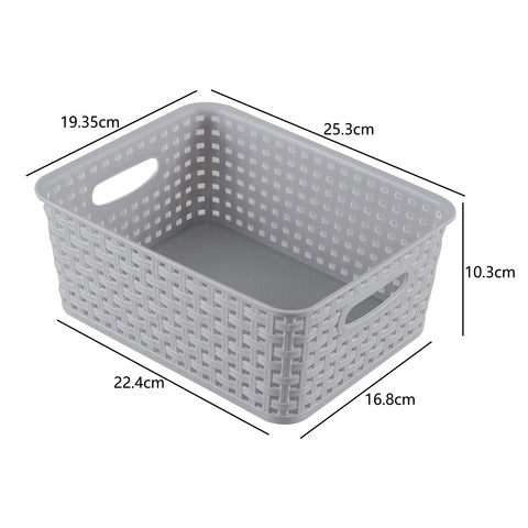 Jnktka 6 Pack Woven Storage Basket, Small Plastic Baskets for Shelves, Grey