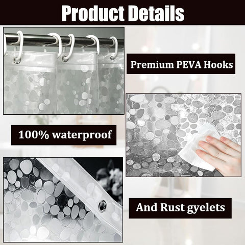 Shower Curtains Mould Proof Resistant, 180 x 180 cm (71 x 71 Inch), Shower Curtain for Bathroom, Waterproof Heavy Duty Bathroom Curtains