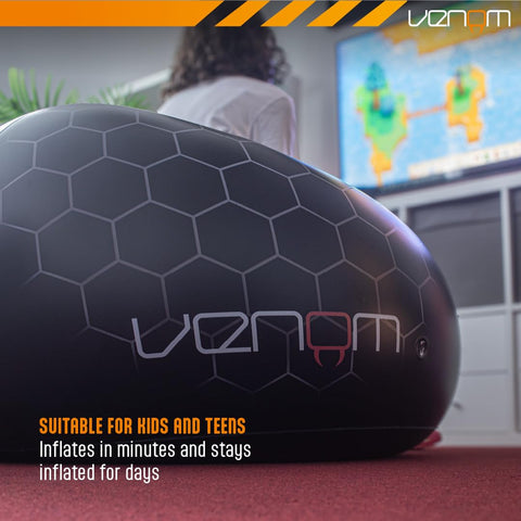 Venom Inflatable Gaming Chair with Cup Holders – Bean Bag Style Blow Up Seat for Kids & Teens, Supports Up to 75 kg
