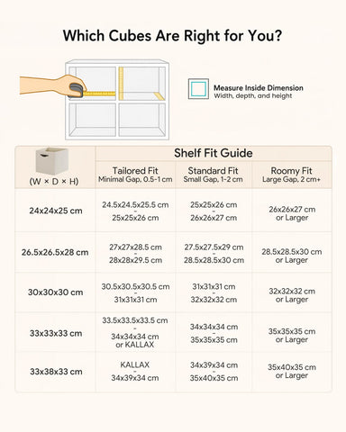 FABINADO Storage Cube | 260g/㎡ Ultra-Fine Linen Cubby Box for Shelf, Bookshelf, Closet, Wardrobe | 33cm Square Drawer Insert Basket | 4 Pack