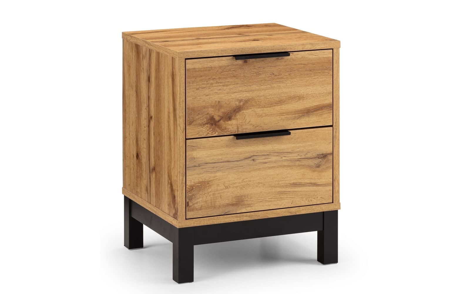 Julian Bowen Bali Bedside Table, 2 Drawer, Oak Effect - H57.5 x W45 x D40cm