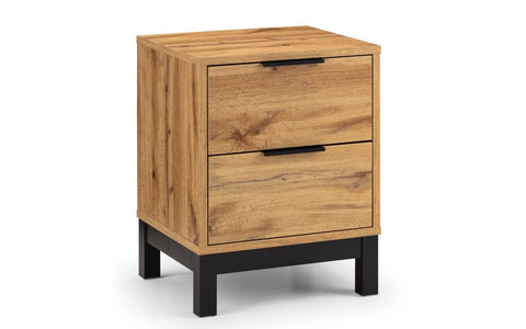 Julian Bowen Bali Bedside Table, 2 Drawer, Oak Effect - H57.5 x W45 x D40cm