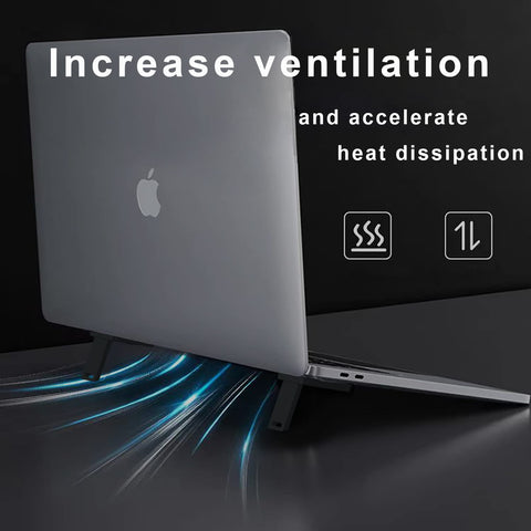 OYE 2 Mini Laptop Stand, Portable Notebook Holder with Cooling & Ergonomic Design for MacBook & Wireless Keyboard (Black)