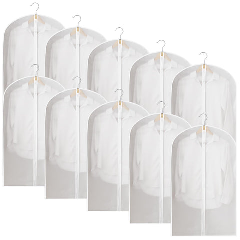 Ogetok 10 PCS Long Garment Covers Translucent Clothes Full Zipper Bags with Zip for Men Women