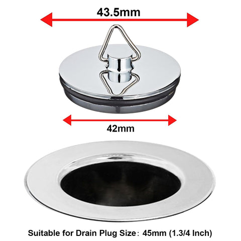 2 Pack Tomario Chrome Bath Plug, 450mm Stainless Steel Ball Chain Hook Pedestal Bathroom Sink Plug for Kitchen Bath Sink Drain Stopper Plug