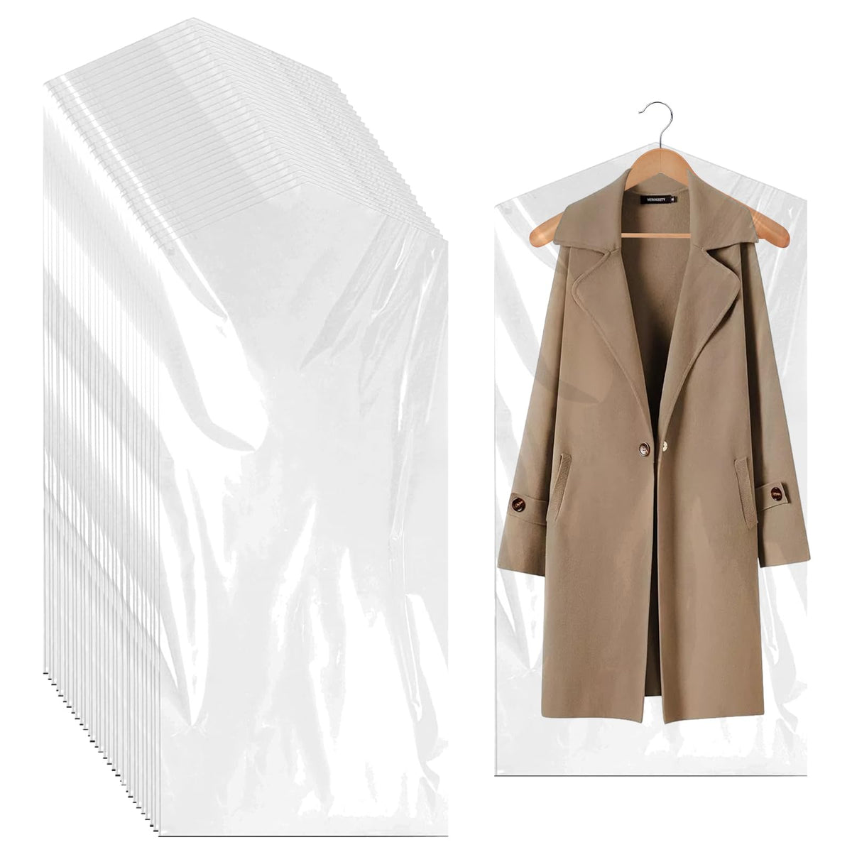 Plastic Garment Bags, 30 Pack Dry Cleaning Bags, Clear Clothes Covers, Dust Proof Garment Protector Covers, Garment Bags