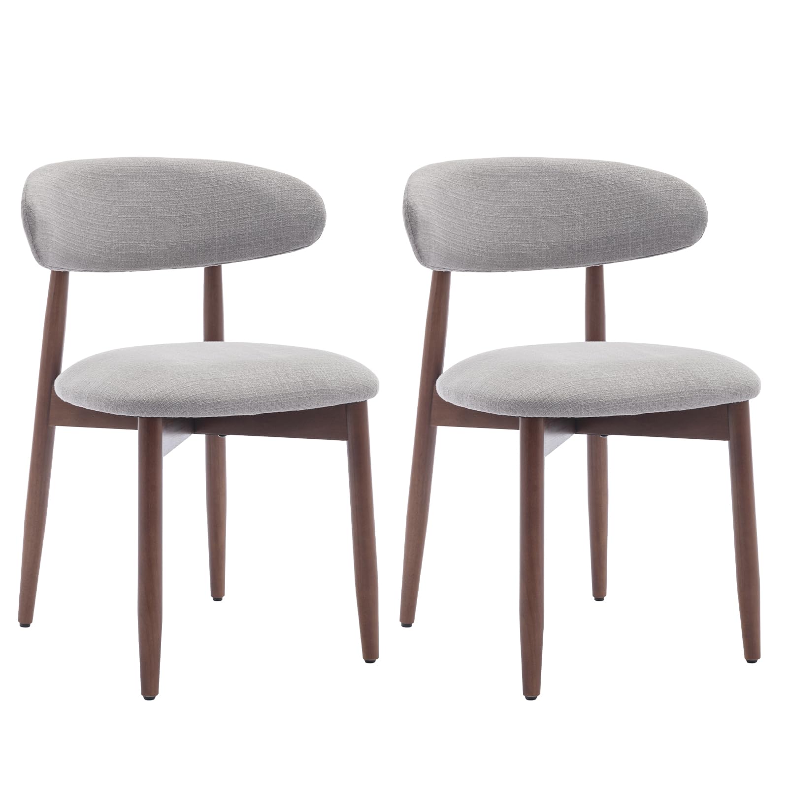 COLAMY Modern Dining Chairs Set with Wooden Legs – Upholstered Fabric Dining Room Chairs with Curved Backrest, Soft Cushion Seat