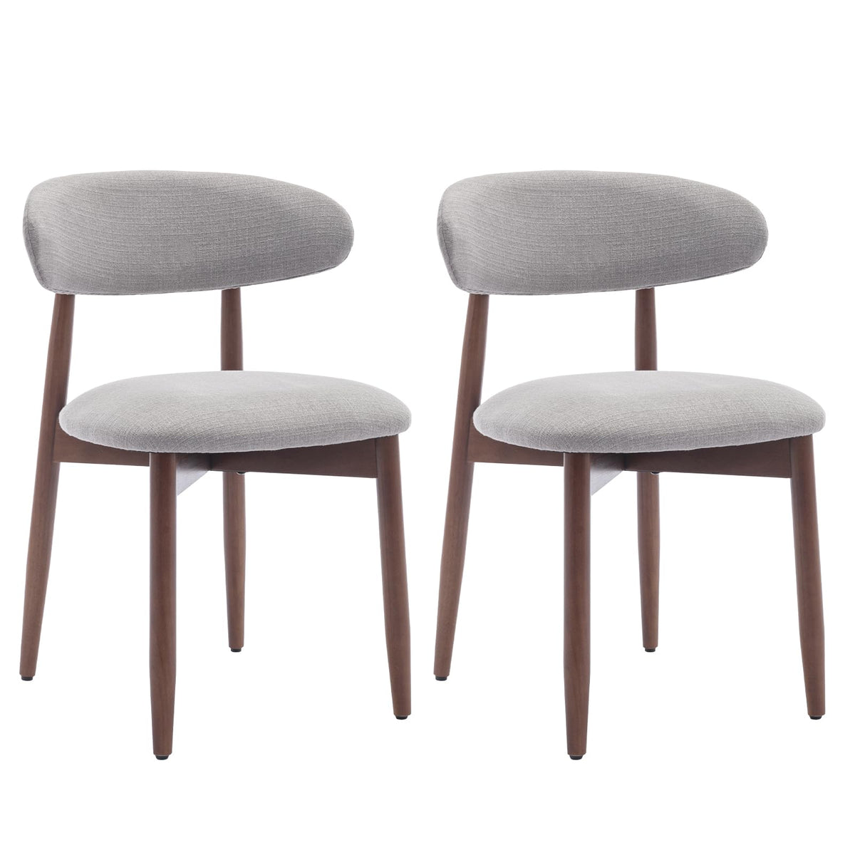 COLAMY Modern Dining Chairs Set with Wooden Legs – Upholstered Fabric Dining Room Chairs with Curved Backrest, Soft Cushion Seat