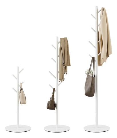 Tujurich Coat Rack with 8 Hooks, 3 Adjustable Heights, Modern Hall Tree, Sturdy Metal Coat Stand with Sintered Stone Base, for Hallway